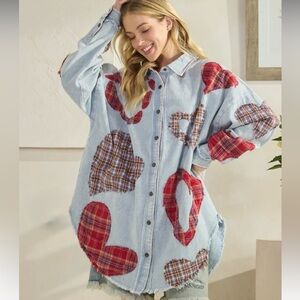 191 💕 Oli & Hali Heart Denim Shirt